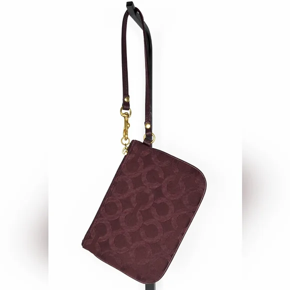 Coach wristlet, Coach signature wristlet,burgundy Coach wallet, plum Coach pouch - Picture 6 of 7